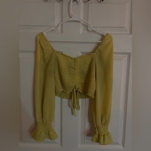Fashion Nova - yellow long sleeve cropped top